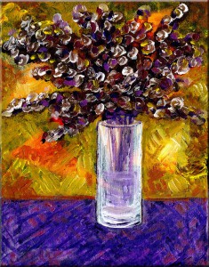 painting of flowers in glass vase